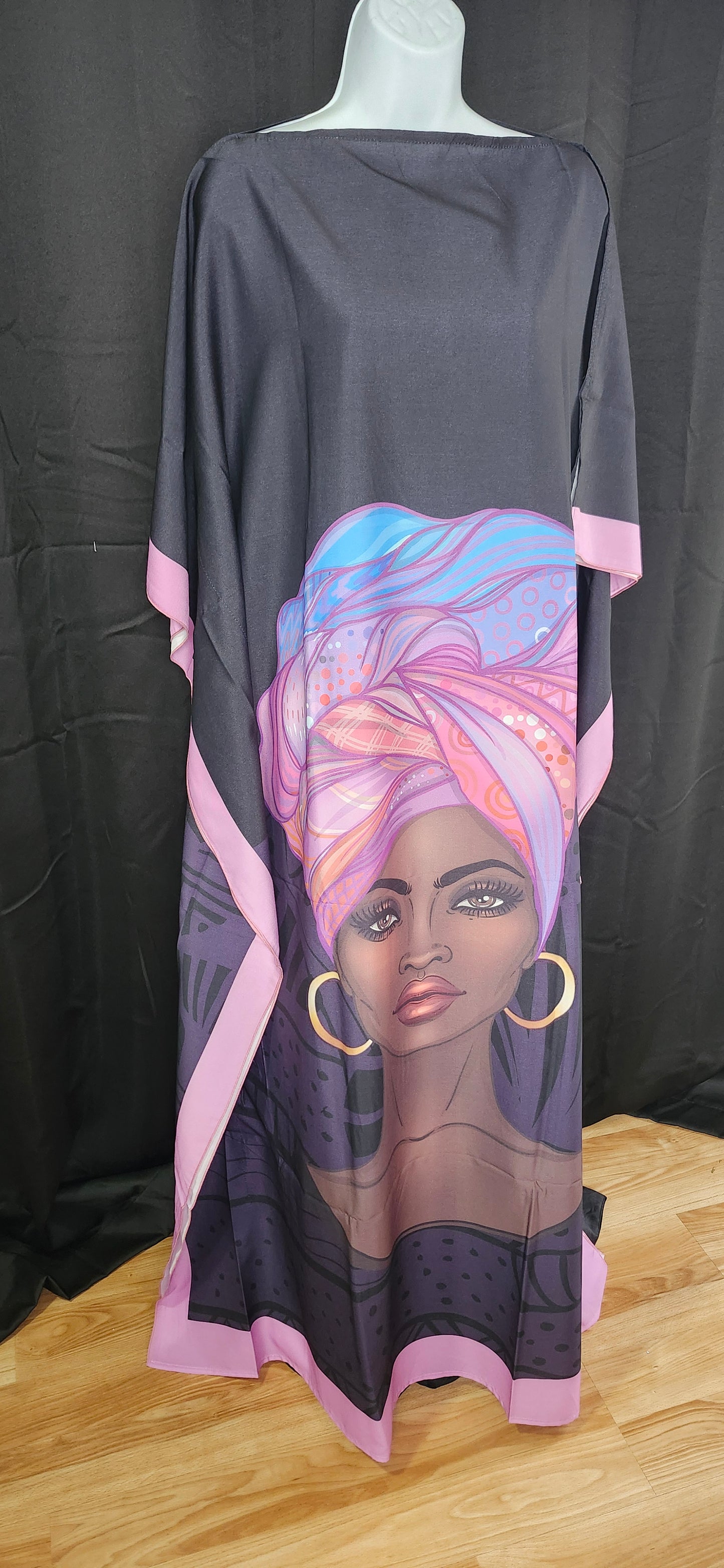 Black and Pink Headtie Art Kaftan