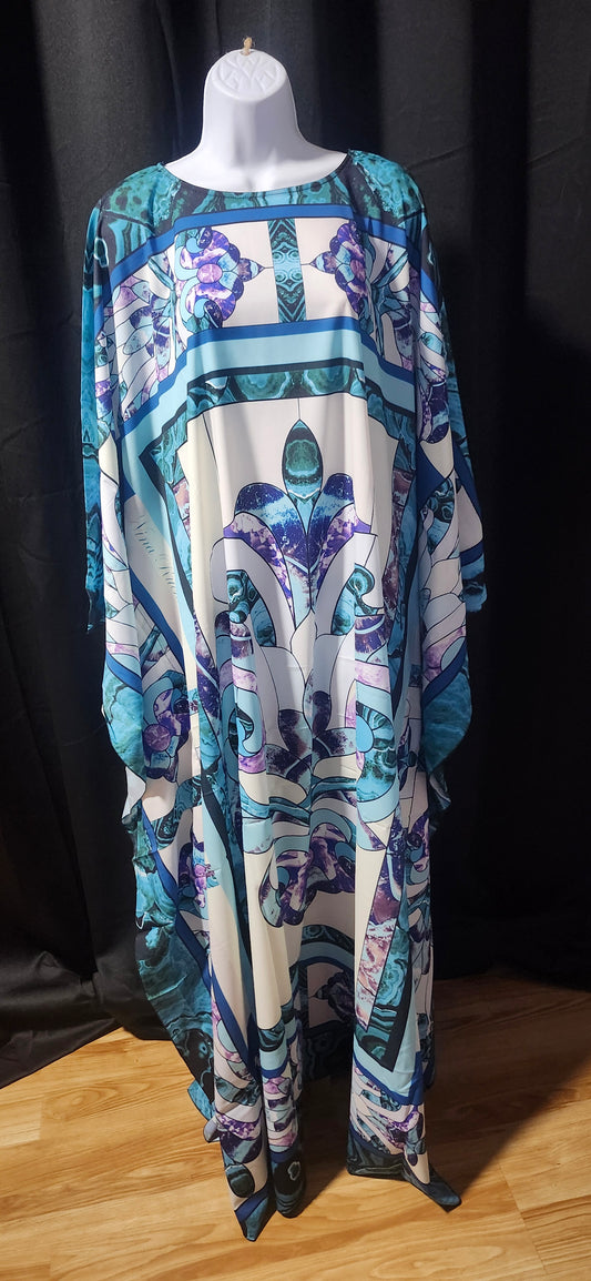 Blue, white and purple floral-patterned dress