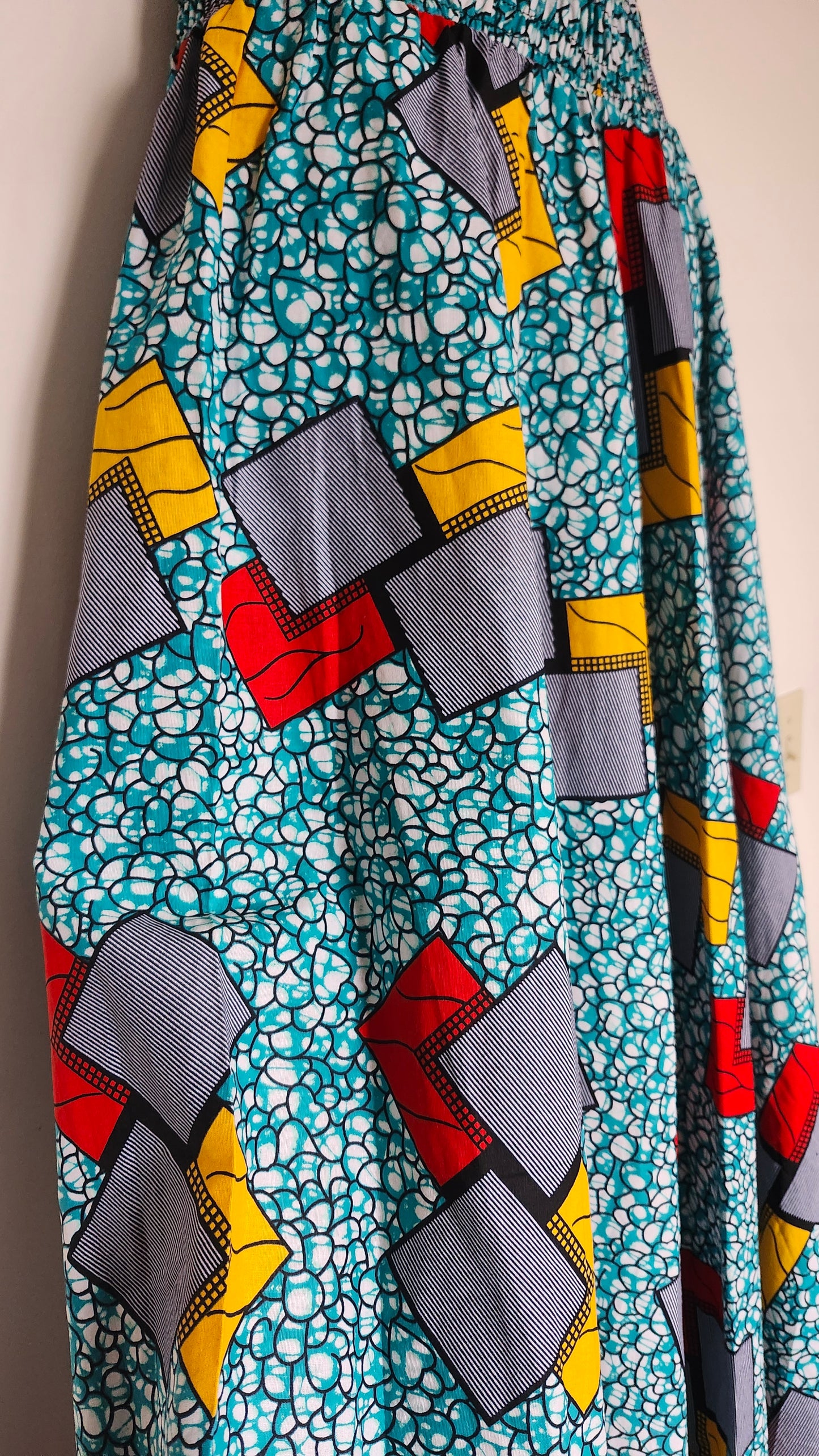 Ankara Vibrance Maxi Skirt , Elastic waist and pocket