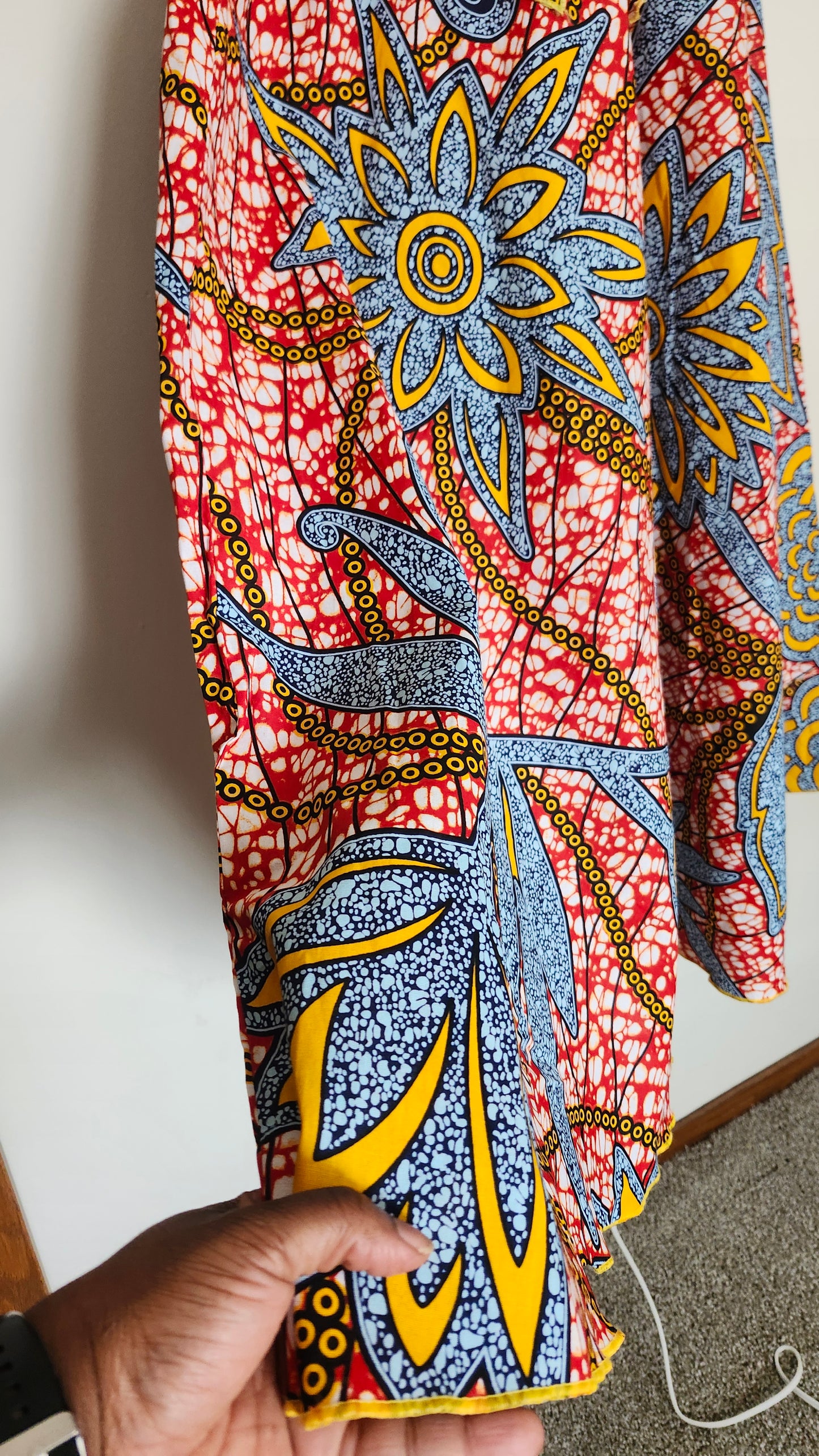 African Print High Waist Skirt with Zipper (32” Waist)