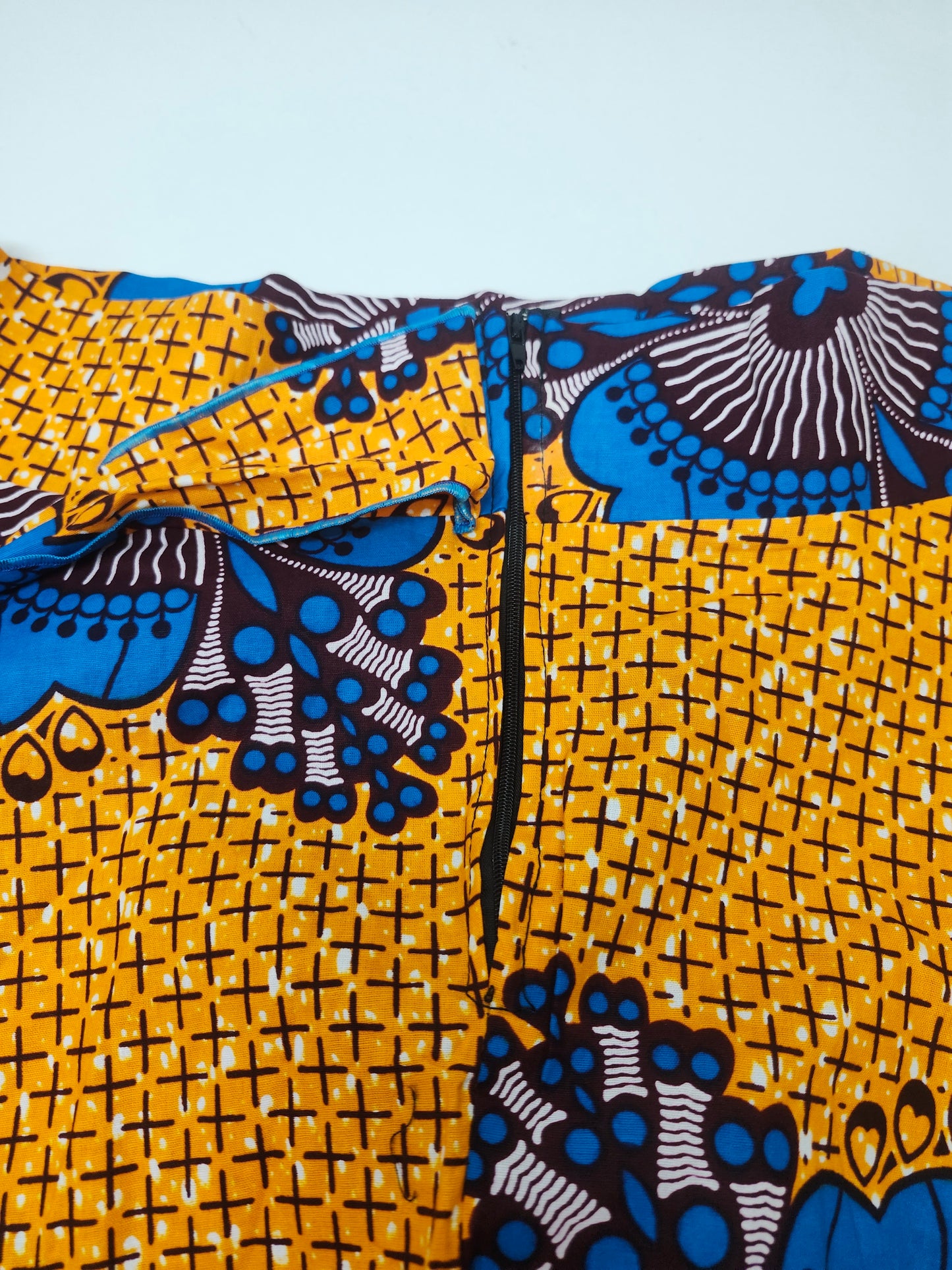 Yellow and Blue Maxi Skirt with pocket