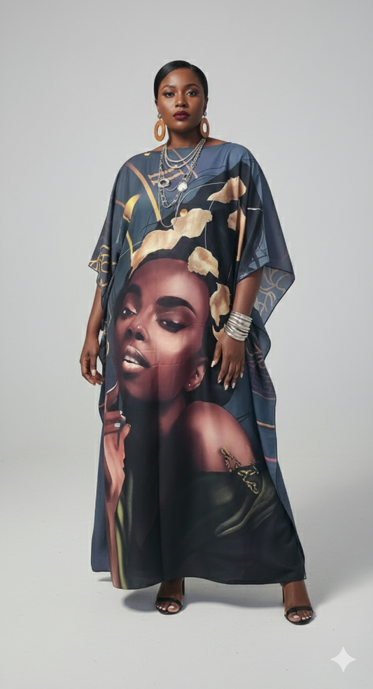 Black and Gold Portrait Kaftan