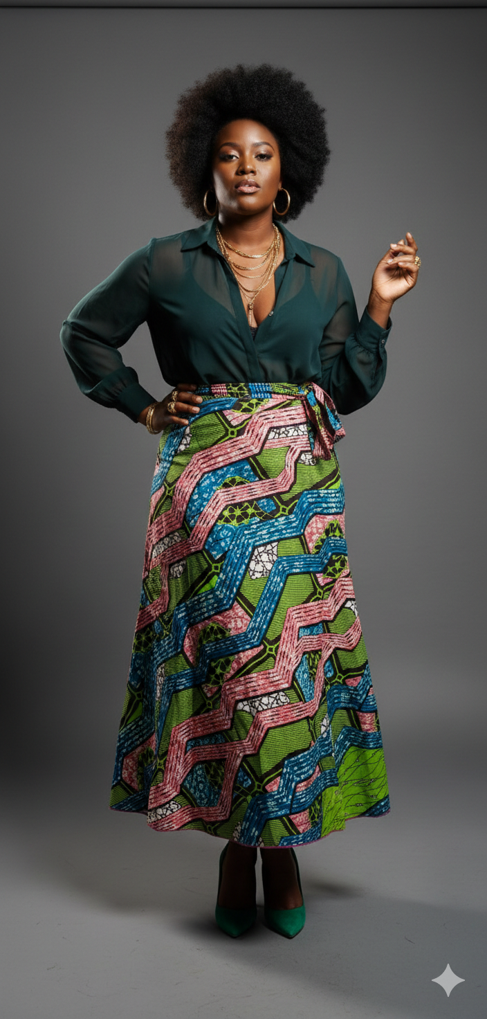 Green and Blue Flare Skirt