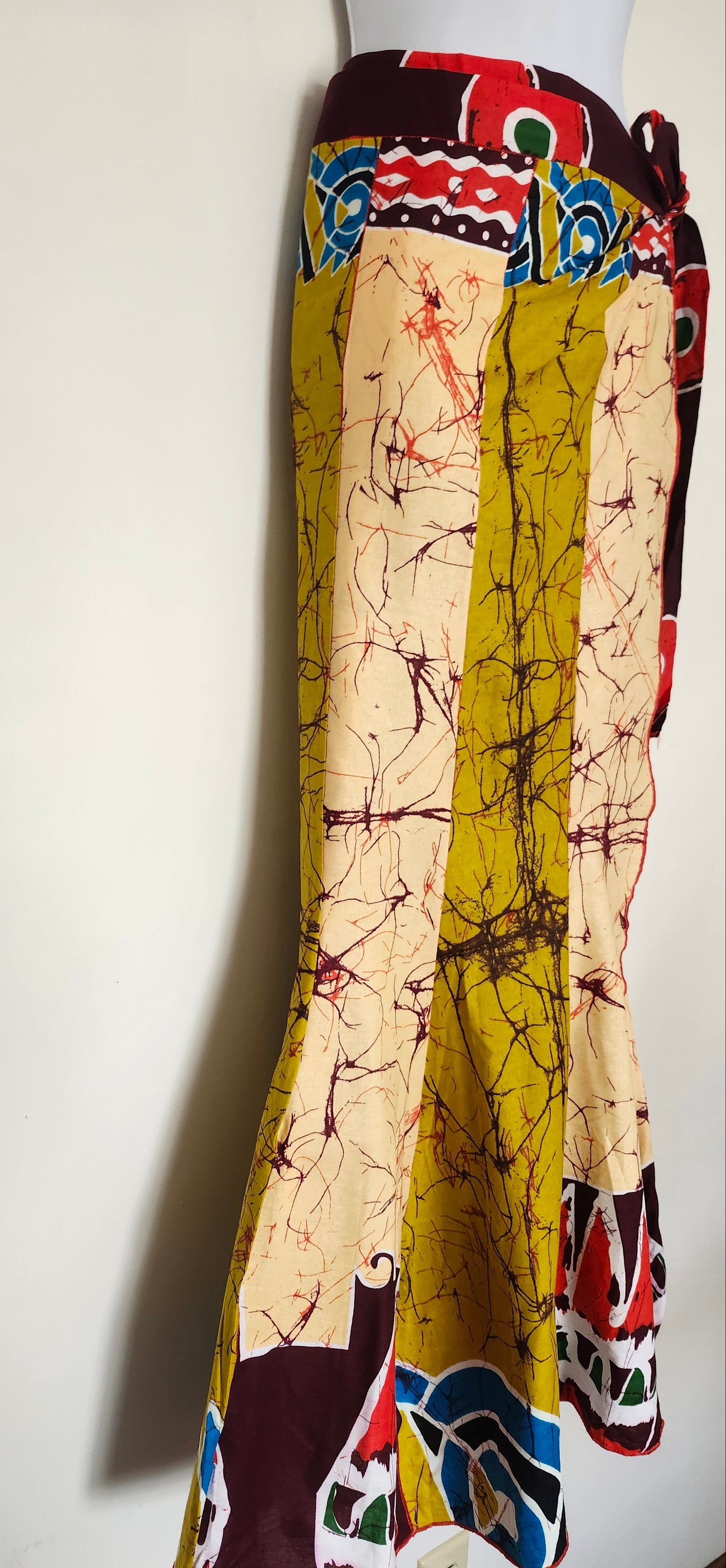 Colorful fabric with abstract patterns on a white background