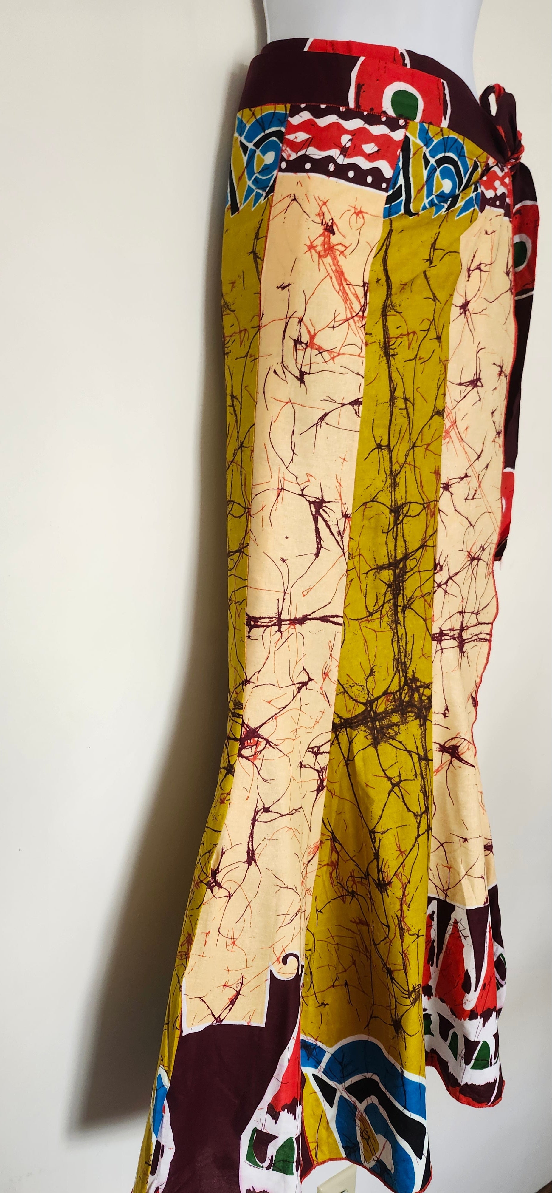 Colorful fabric with abstract patterns on a white background