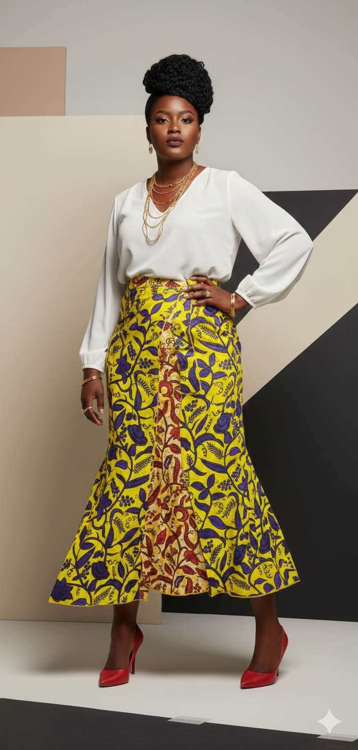 Purple & Yellow Mermaid Wrap Skirt