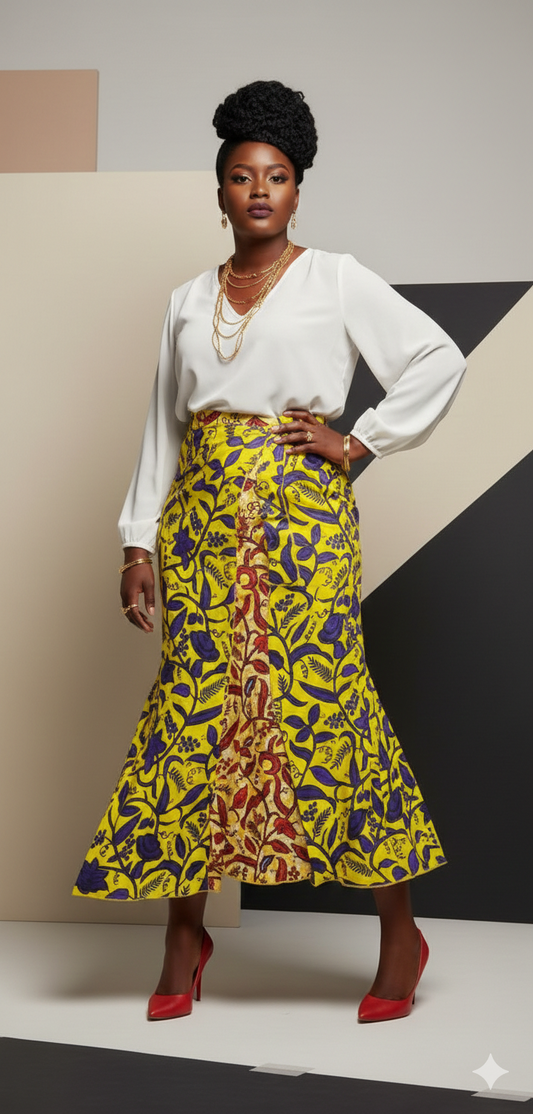 Purple & Yellow Mermaid Wrap Skirt