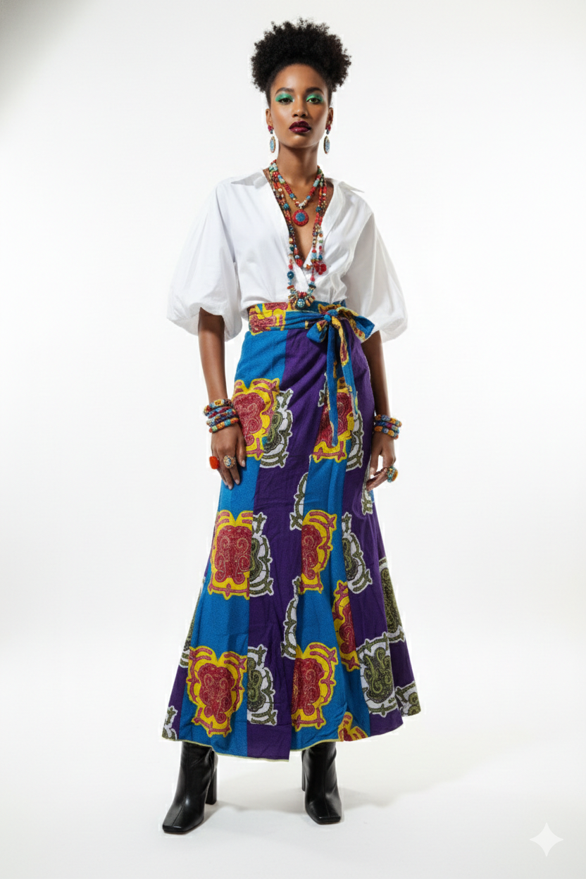 Blue & Purple Mermaid Wrap Skirt