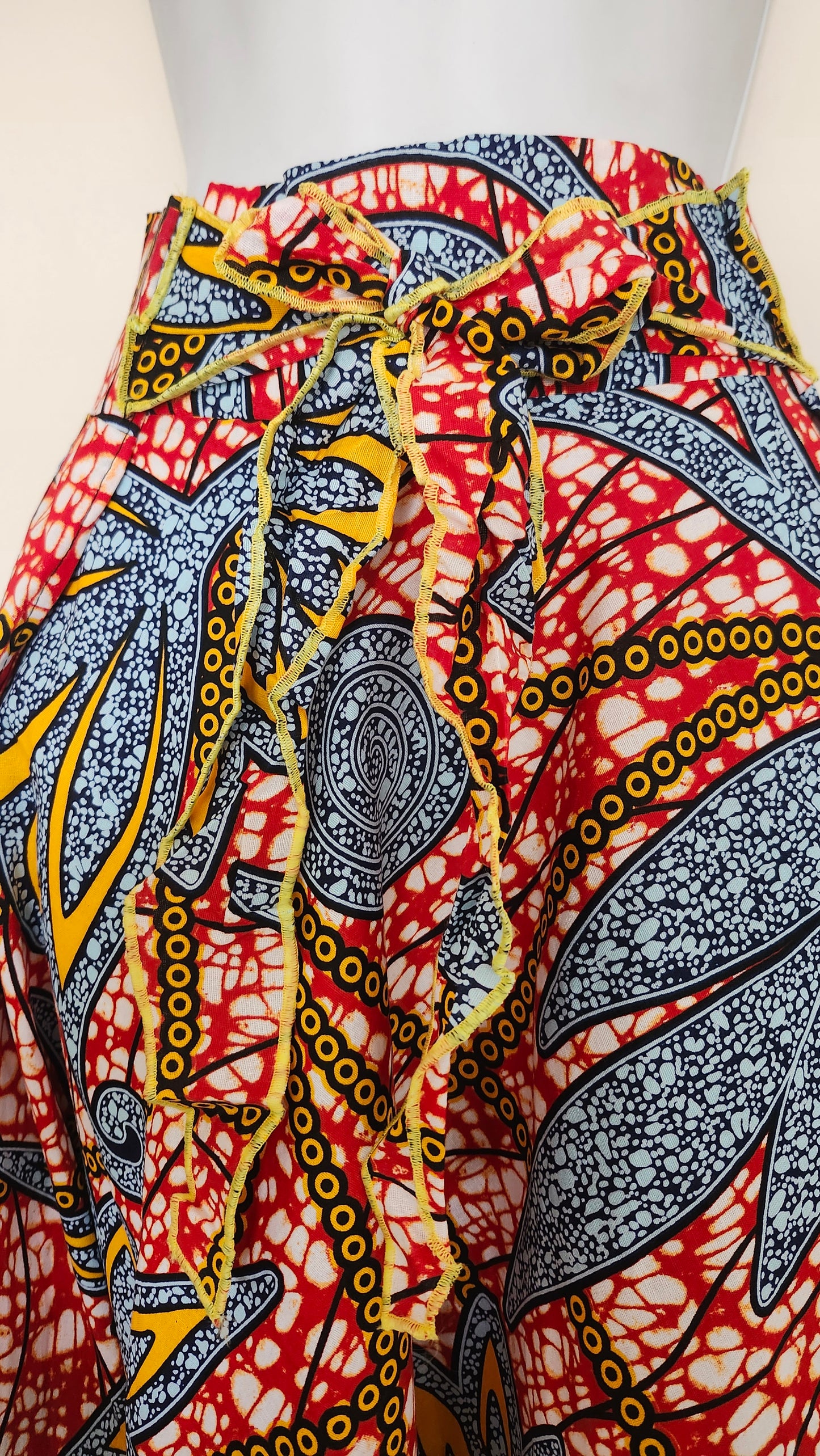 Colorful fabric with intricate patterns on a white background