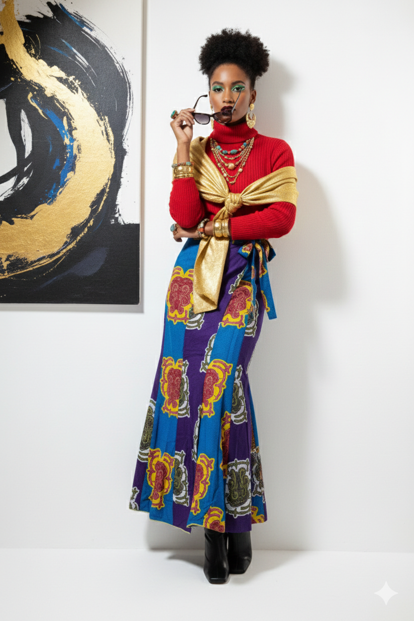 Blue & Purple Mermaid Wrap Skirt